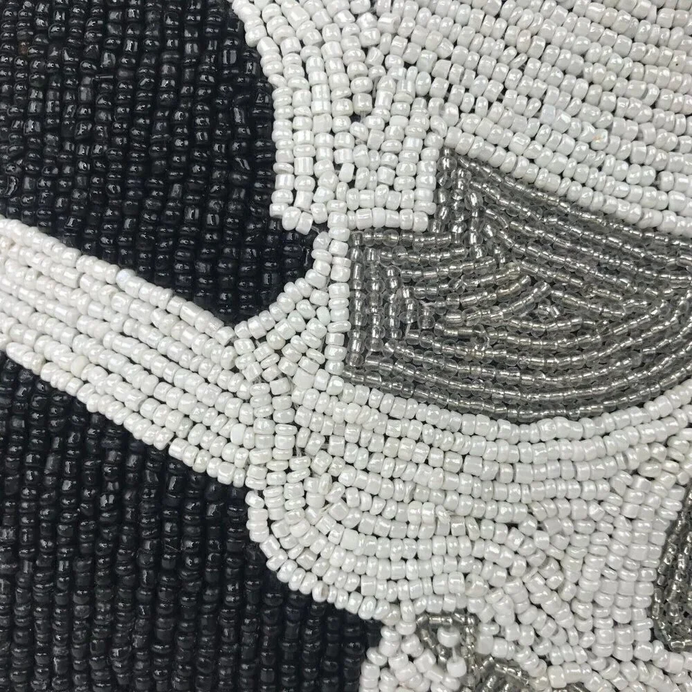 Poison Skull & Crossbones Decorative Throw Pillow Black White Beaded Goth Death